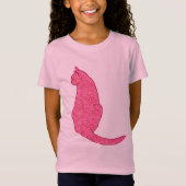 Japanse kat, Fuchsia roze batik T-shirt (Voorkant)