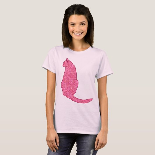 Japanse kat - Fuchsia roze batik T-shirt (Voorkant volledig)