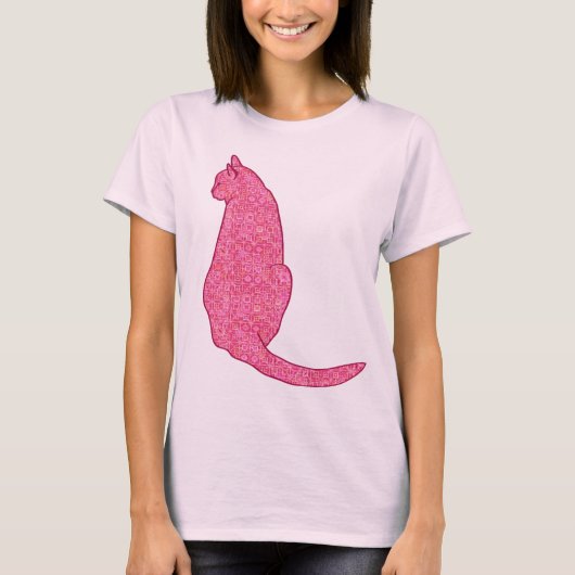 Japanse kat - Fuchsia roze batik T-shirt (Voorkant)