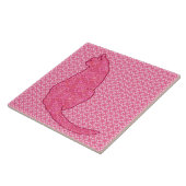 Japanse kat - Fuchsia roze batik Tegeltje (Zijkant)
