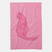 Japanse kat - Fuchsia roze batik Theedoek (Verticaal)