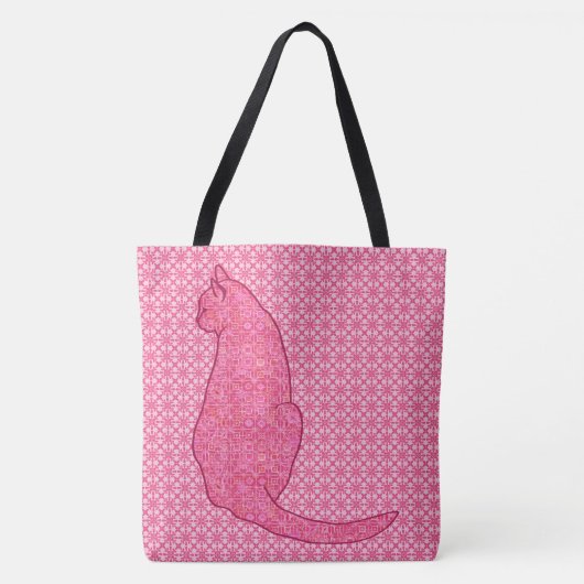 Japanse kat - Fuchsia roze batik Tote Bag (Voorkant)