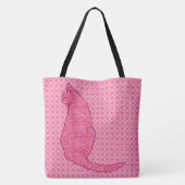 Japanse kat - Fuchsia roze batik Tote Bag (Achterkant)