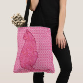 Japanse kat - Fuchsia roze batik Tote Bag (Dichtbij)