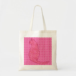 Japanse kat - Fuchsia roze batik Tote Bag
