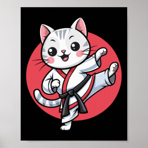 Japanse Kat Karate Kawaii Jiu Jitsu Vrouwen Meisje Poster