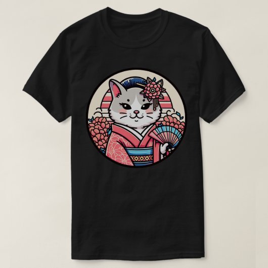 Japanse kat Kimono miauw T-shirt (Design voorkant)