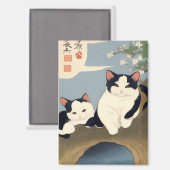 Japanse Kat Magnolia Boom Magnet (Voorkant / Achterkant)