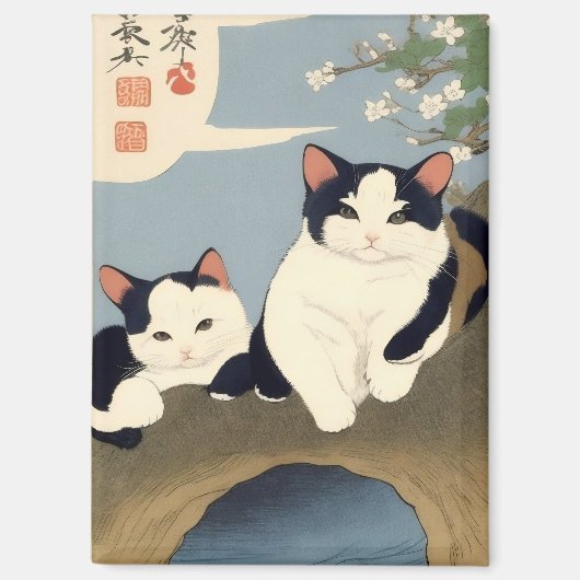 Japanse Kat Magnolia Boom Magnet (Voorkant)