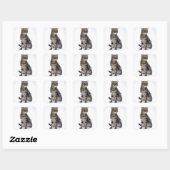 Japanse kat op witte achtergrond vierkante sticker (Vel)