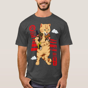 Japanse Kat Samurai Kaiju Krijger Ronin Bushido K T-shirt