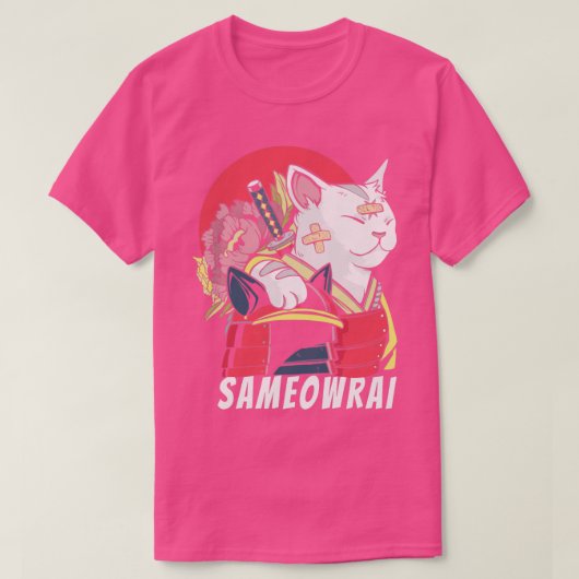 Japanse Kat Samurai Katana Sameowrai Grappig T-shirt (Design voorkant)