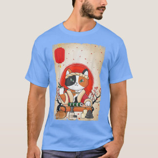 Japanse kat Sushi Cherry Blossom T-shirt
