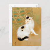 Japanse kat, Takeuchi Seihō, Japanse kunst Briefkaart (Voorkant / Achterkant)