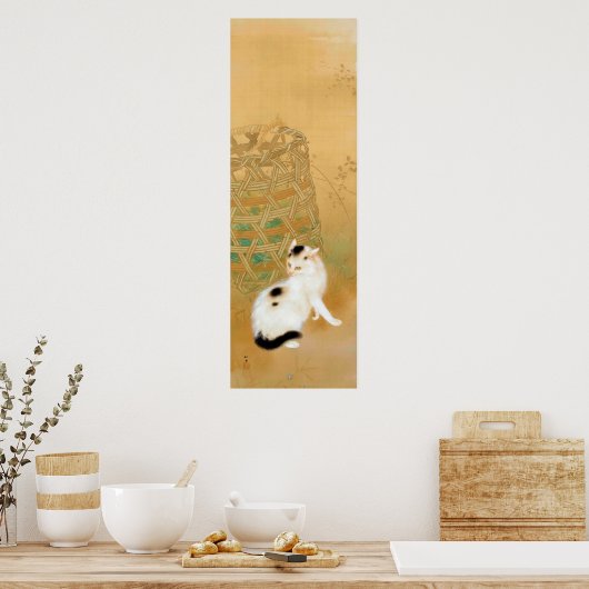 Japanse kat, Takeuchi Seihō, Japanse kunst Poster (Keuken)