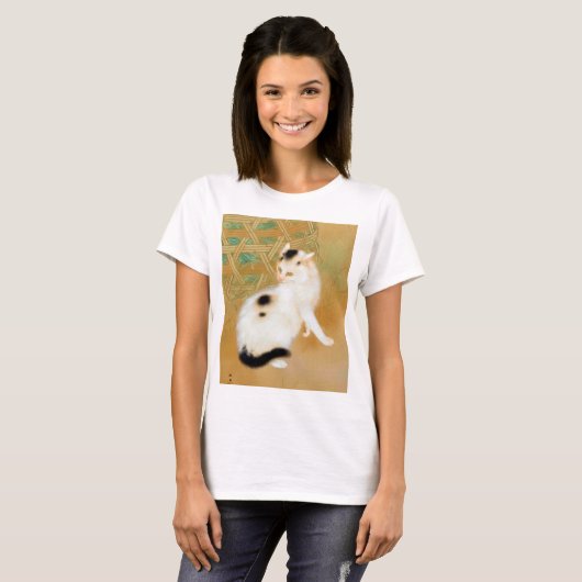 Japanse kat, Takeuchi Seihō, Japanse kunst T-shirt (Voorkant volledig)