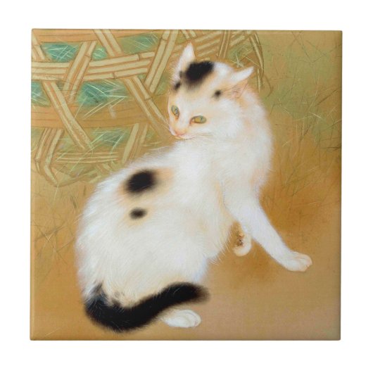 Japanse kat, Takeuchi Seihō, Japanse kunst Tegeltje (Voorkant)