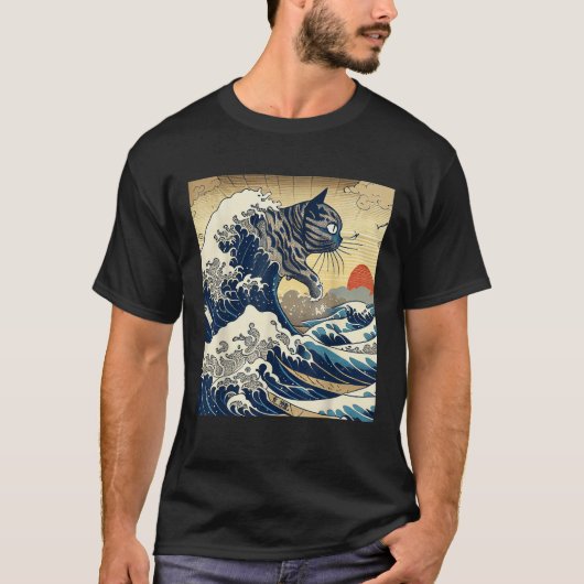 Japanse kat Tshirt Cat Lover Katsushika Hokusai T (Voorkant)