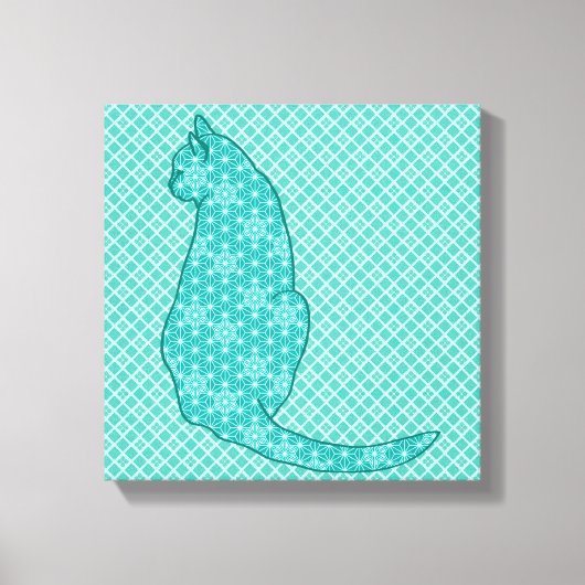 Japanse kat - Turquoise Kimono Print (Voorkant)