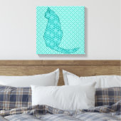 Japanse kat - Turquoise Kimono Print (Insitu (Slaapkamer))