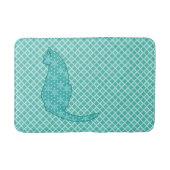 Japanse kat - Turquoise Kimono Print Badmat (Voorkant)