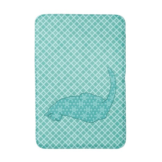 Japanse kat - Turquoise Kimono Print Badmat (Voorkant Verticaal)