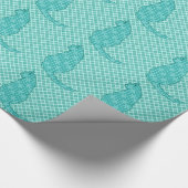Japanse kat - Turquoise Kimono Print Cadeaupapier (Hoek)