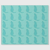 Japanse kat - Turquoise Kimono Print Cadeaupapier (Vlak)