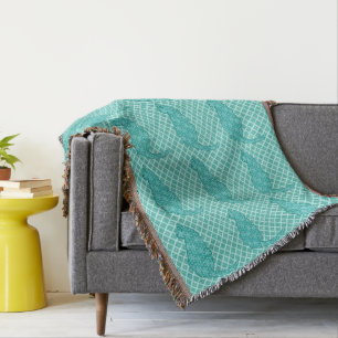 Japanse kat - Turquoise Kimono Print Deken