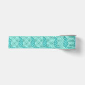 Japanse kat - Turquoise Kimono Print Grosgrain Lint (Voorkant)
