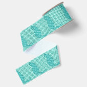 Japanse kat - Turquoise Kimono Print Grosgrain Lint (Achterkant)