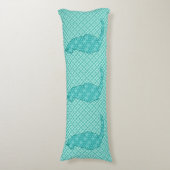 Japanse kat - Turquoise Kimono Print Lichaamskussen (Voorkant Verticaal)