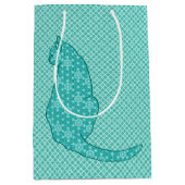 Japanse kat - Turquoise Kimono Print Medium Cadeauzakje (Voorkant)