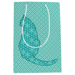 Japanse kat - Turquoise Kimono Print Medium Cadeauzakje