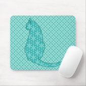 Japanse kat - Turquoise Kimono Print Muismat (Met muis)