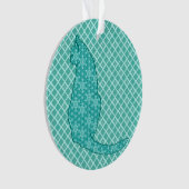 Japanse kat - Turquoise Kimono Print Ornament (voorkant)