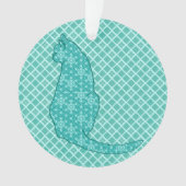 Japanse kat - Turquoise Kimono Print Ornament (voorkant)