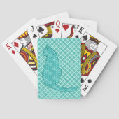 Japanse kat - Turquoise Kimono Print Pokerkaarten (Achterkant)
