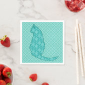 Japanse kat - Turquoise Kimono Print Servetten (Insitu)