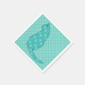Japanse kat - Turquoise Kimono Print Servetten (Hoek)