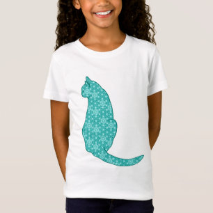 Japanse kat, Turquoise Kimono Print T-shirt