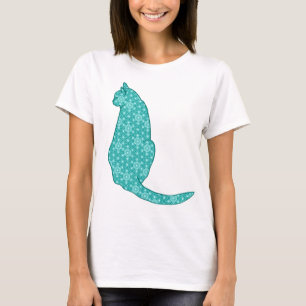 Japanse kat - Turquoise Kimono Print T-shirt