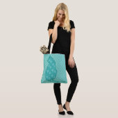 Japanse kat - Turquoise Kimono Print Tote Bag (Op model)