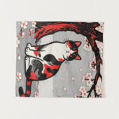 Japanse kat uit houtsnede wandkleed (Voorkant (horizontaal))