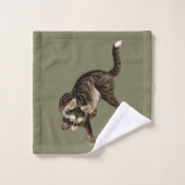 Japanse kat vangen een kikker bad handdoek (Wasdoekje)