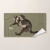 Japanse kat vangen een kikker bad handdoek (Handdoek)