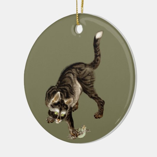 Japanse kat vangen een kikker keramisch ornament (Links)