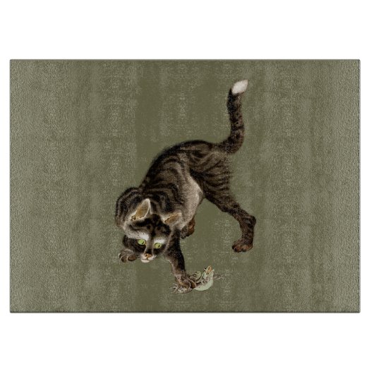Japanse kat vangen een kikker snijplank (Voorkant)