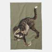 Japanse kat vangen een kikker theedoek (Verticaal)