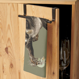 Japanse kat vangen een kikker theedoek